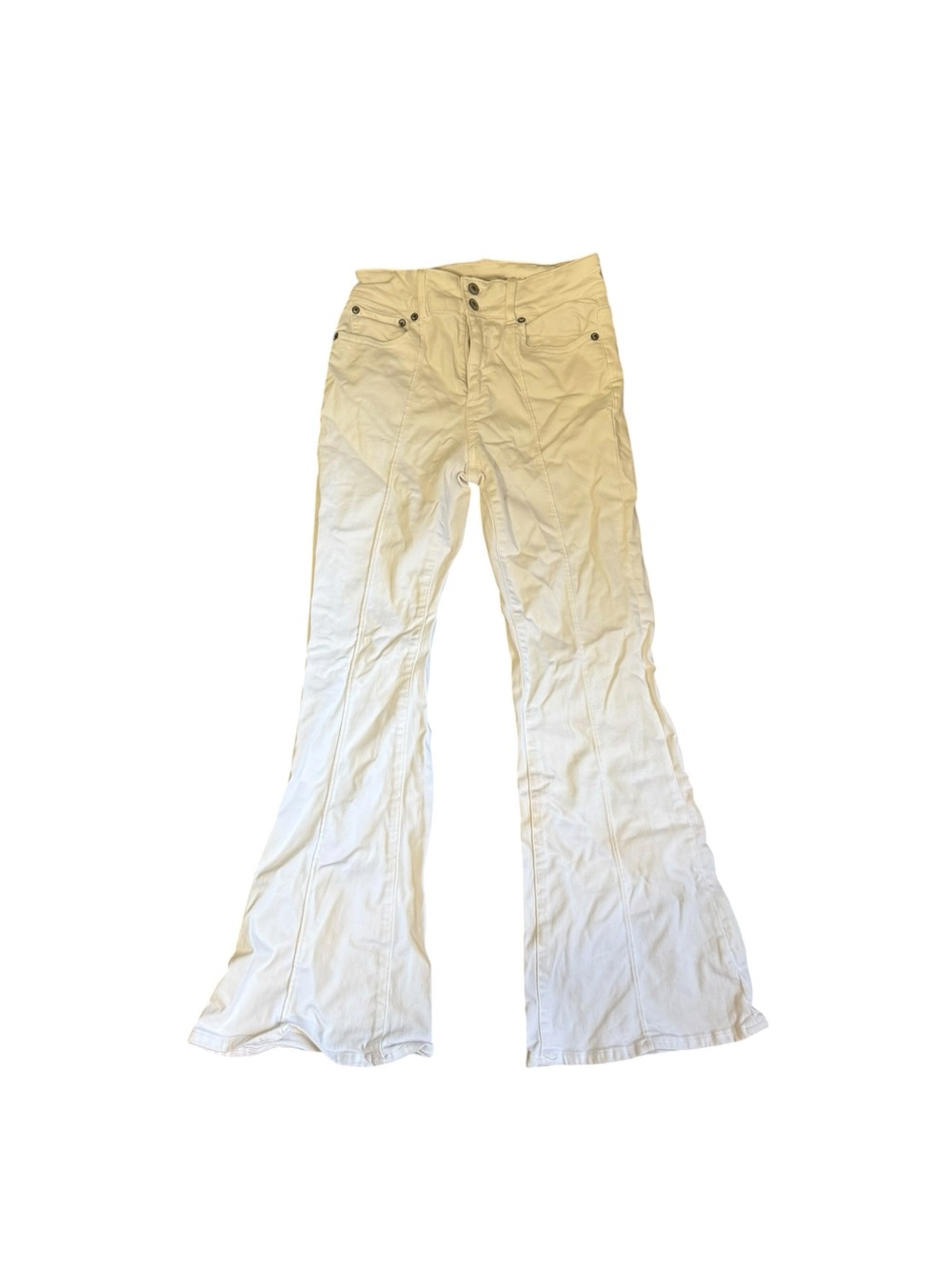 American Eagle Outfitters Cream Flared Wide-Leg Jeans
